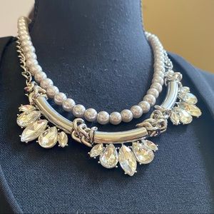 Gorgeous Faux Pearl and Rhinestone Statement Necklace